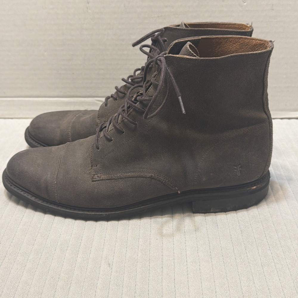 Mens Frye Boots Seth Toe Cap Toe Lace Up Dark Brown Size 13